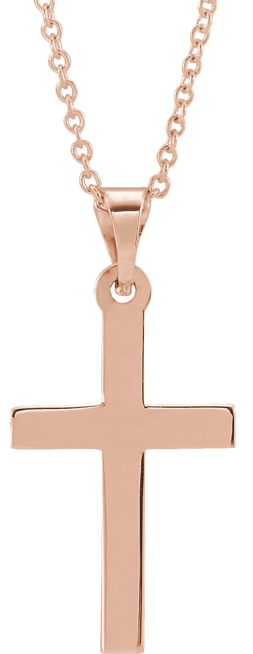14K Rose Cross 18" Necklace