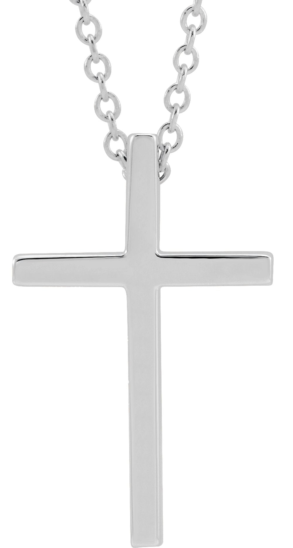 14K White Gold 17.4x11.1 mm Cross 18" Necklace