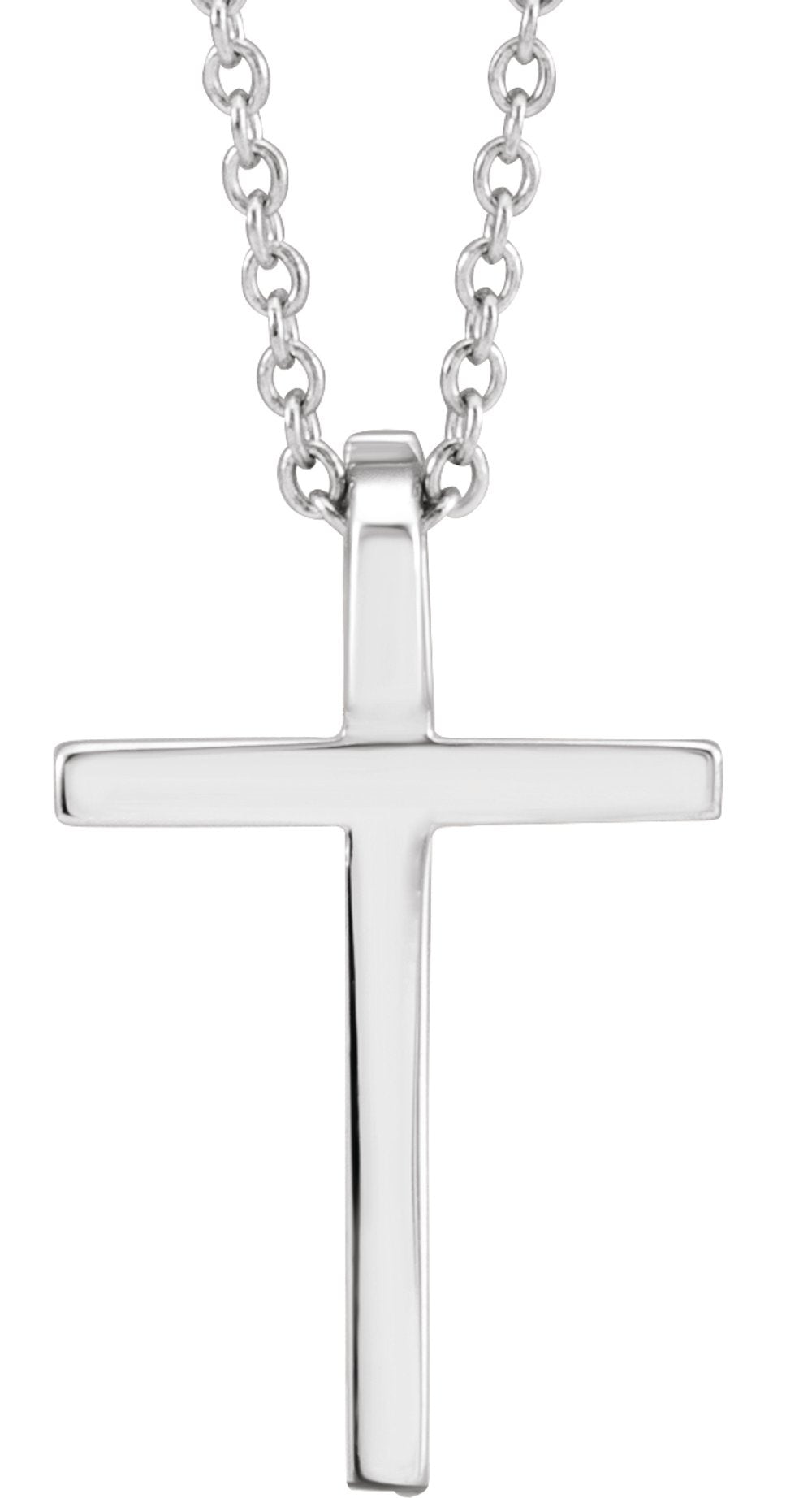 14K White Gold 12x7.6 mm Cross 18" Necklace