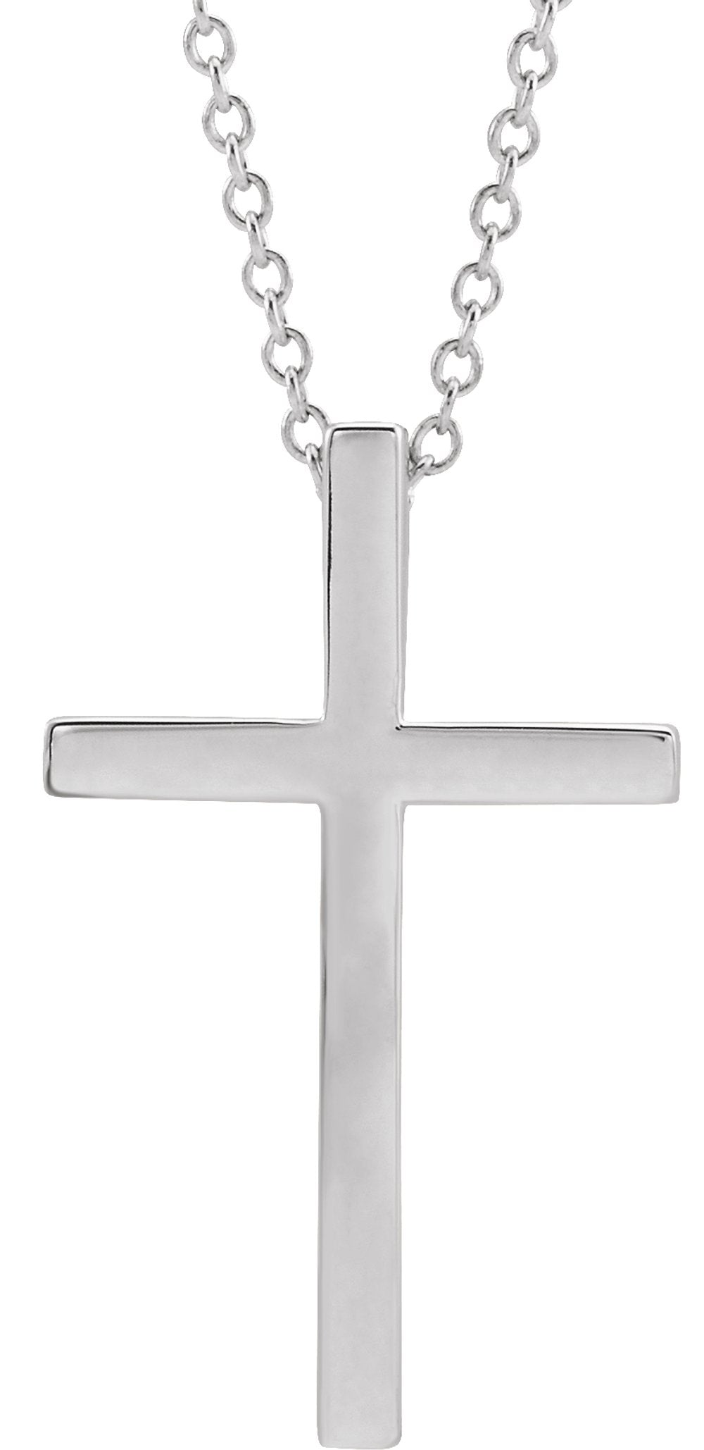 14K White Gold 21.7x13.5 mm Cross 18" Necklace