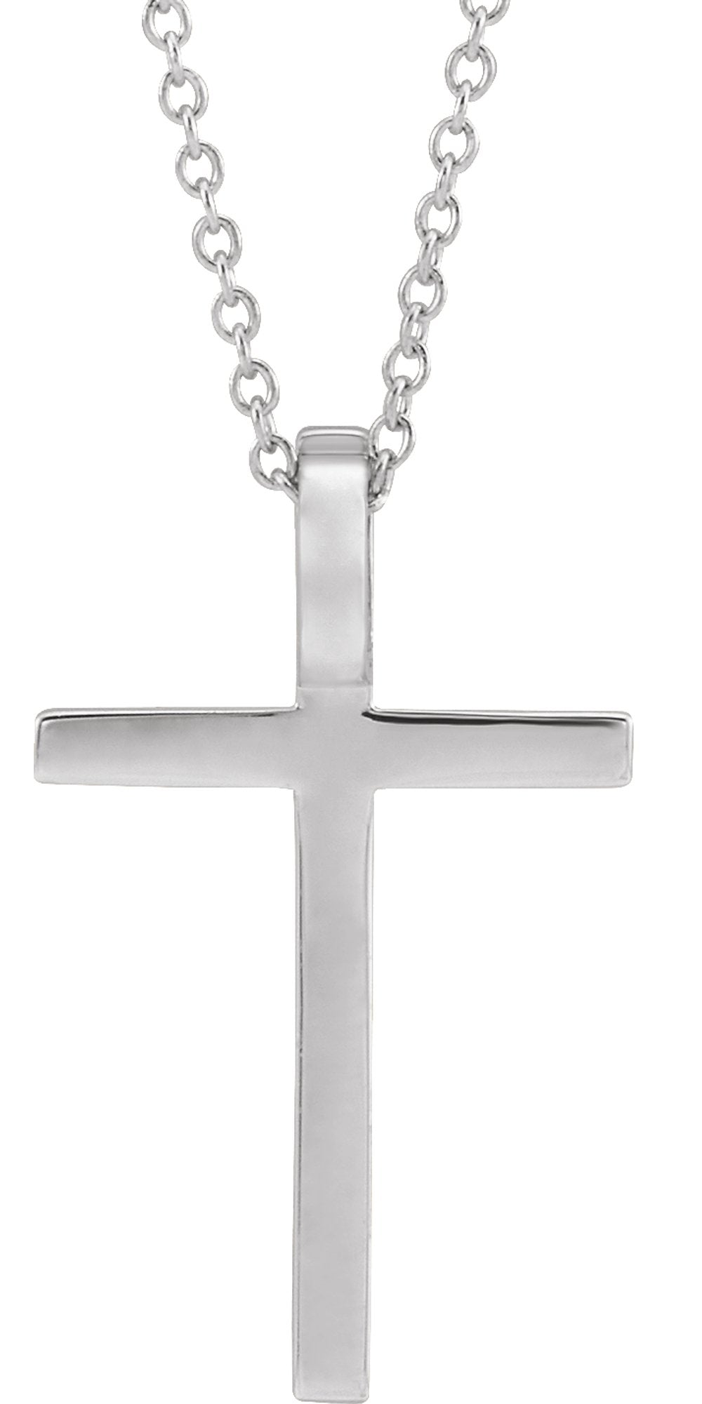14K White Gold 21.7x13.5 mm Cross 18" Necklace