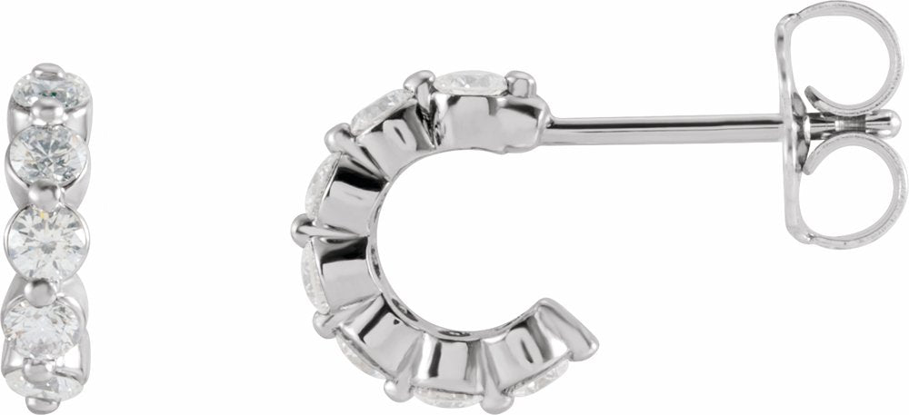 14K White Gold 3/8 CTW Natural Diamond 9.25 mm Hoop Earrings