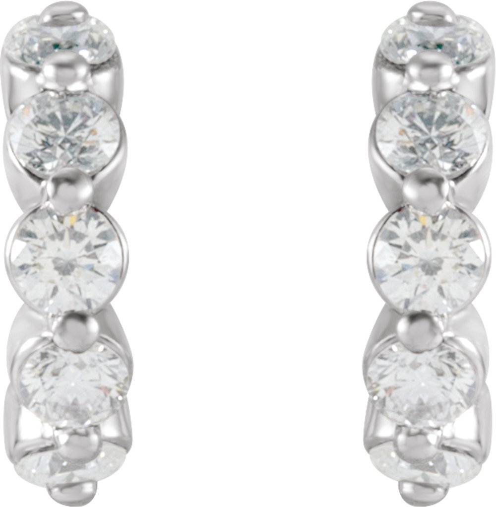 14K White 3/8 CTW Natural Diamond 9.25 mm Hoop Earrings
