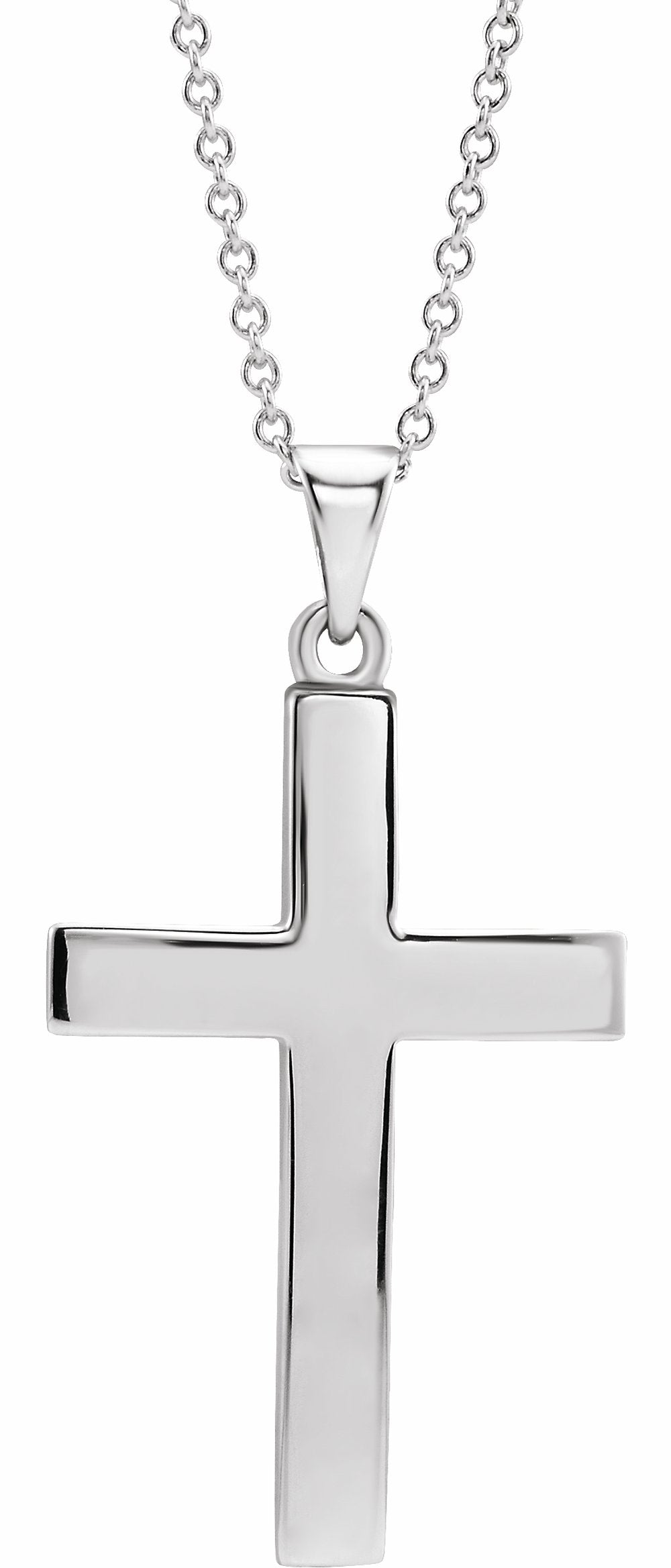 14K White Gold Cross 18" Necklace