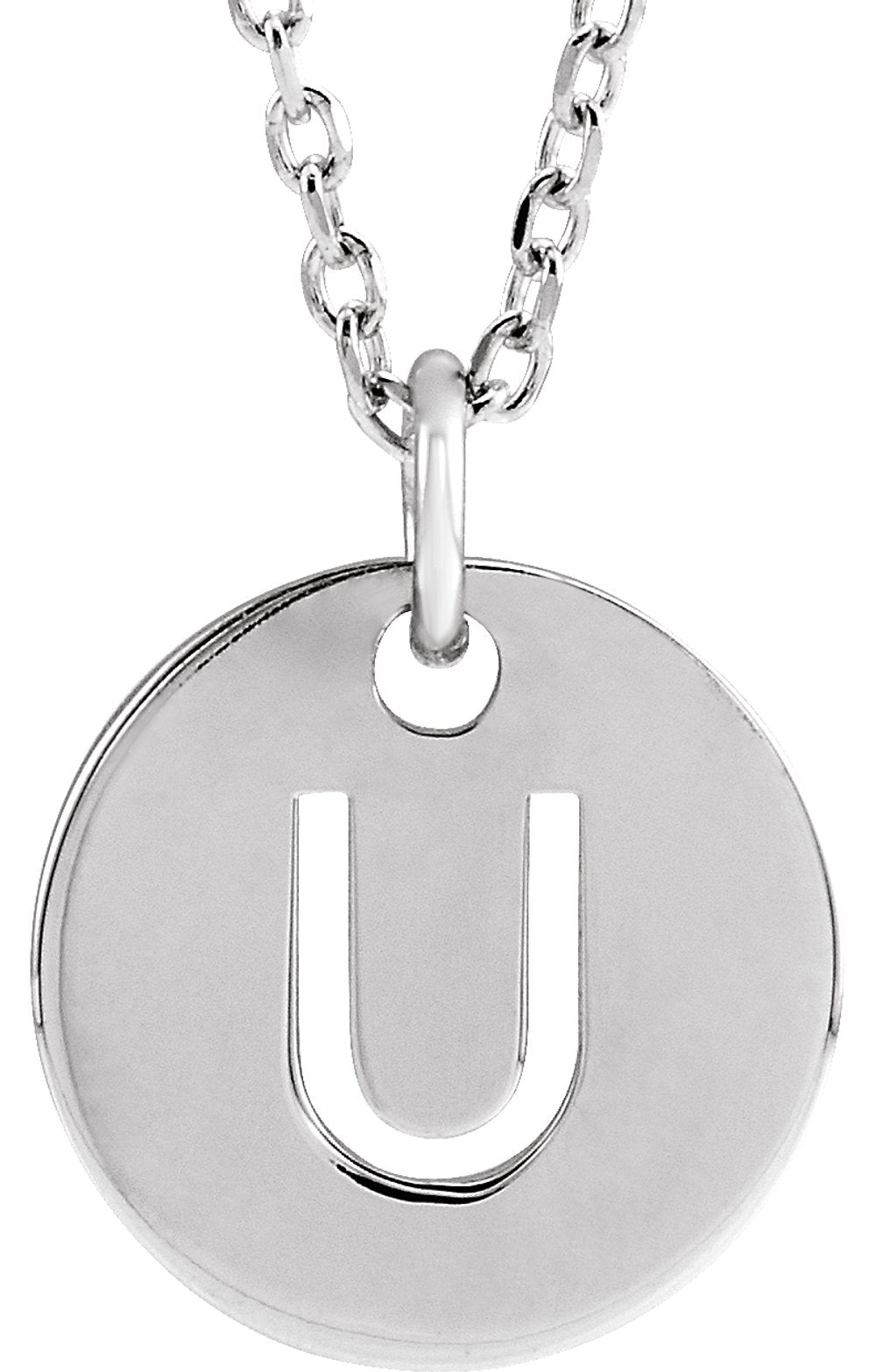 Sterling Silver Initial U 16-18" Necklace