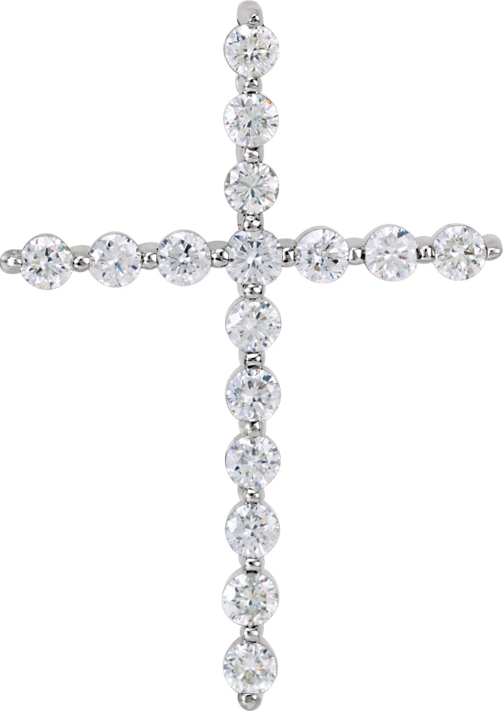 14K White Gold 1 CTW Natural Diamond Cross Pendant