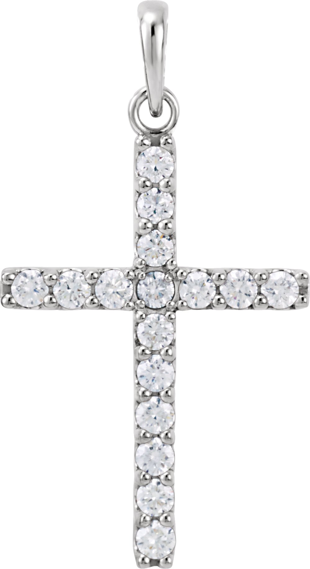 14K White Gold 1/2 CTW Natural Diamond Cross Pendant