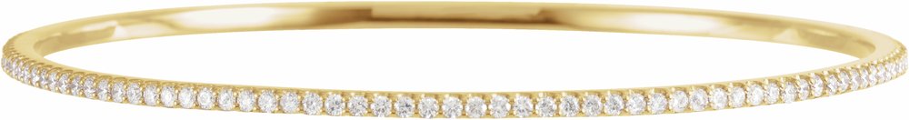 14K Yellow Gold 2 CTW Natural Diamond Stackable Bangle 8" Bracelet