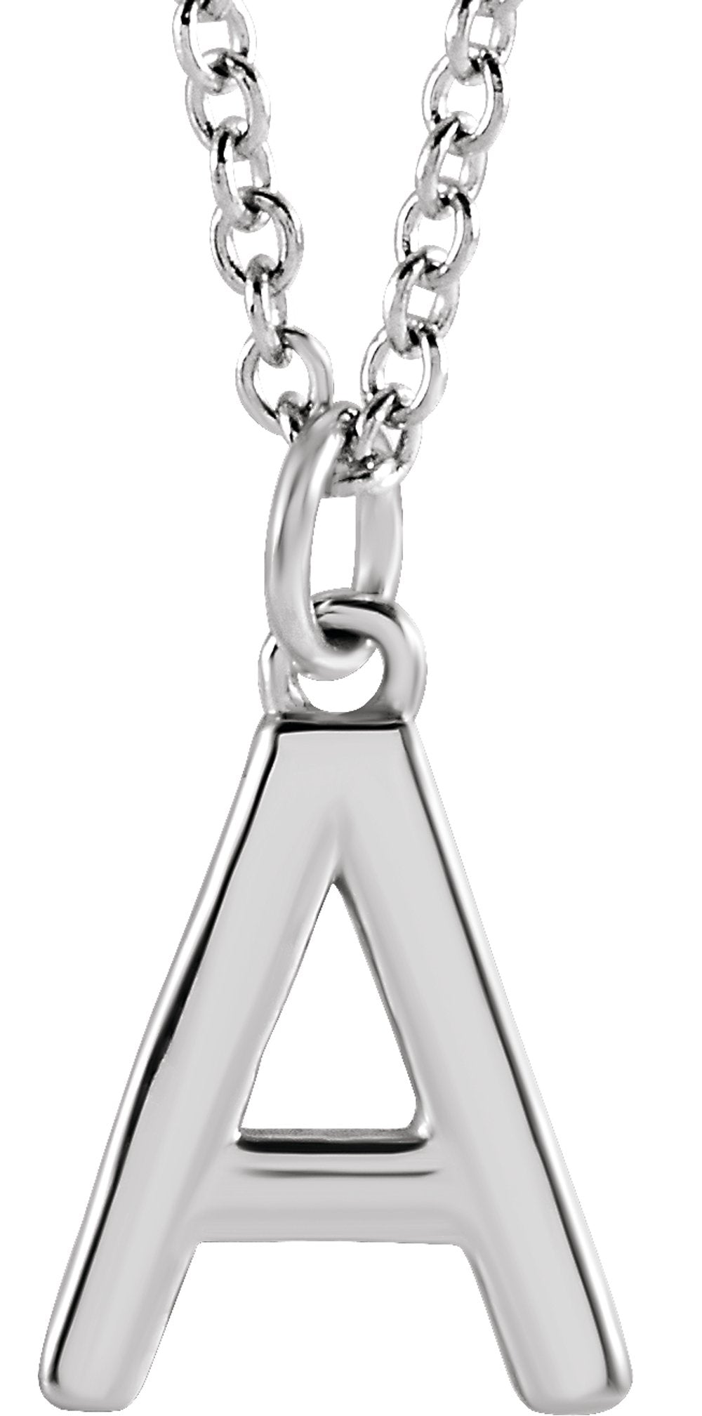 14K White Gold Initial A Dangle 18" Necklace