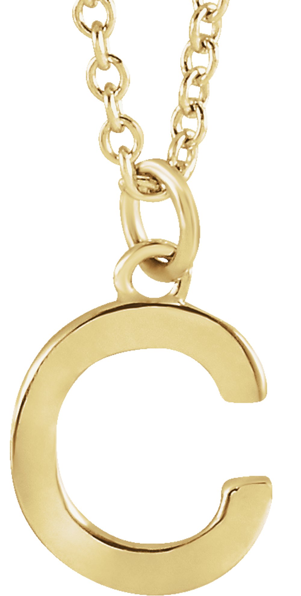 14K Yellow Gold Initial C Dangle 16" Necklace