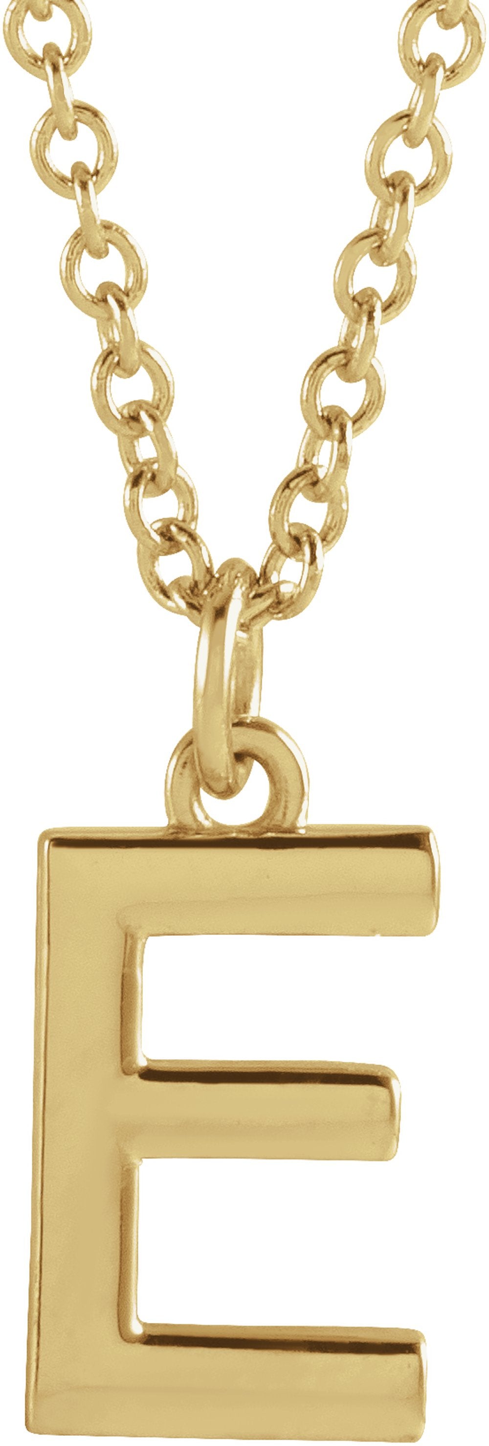 14K Yellow Gold Initial E Dangle 18" Necklace