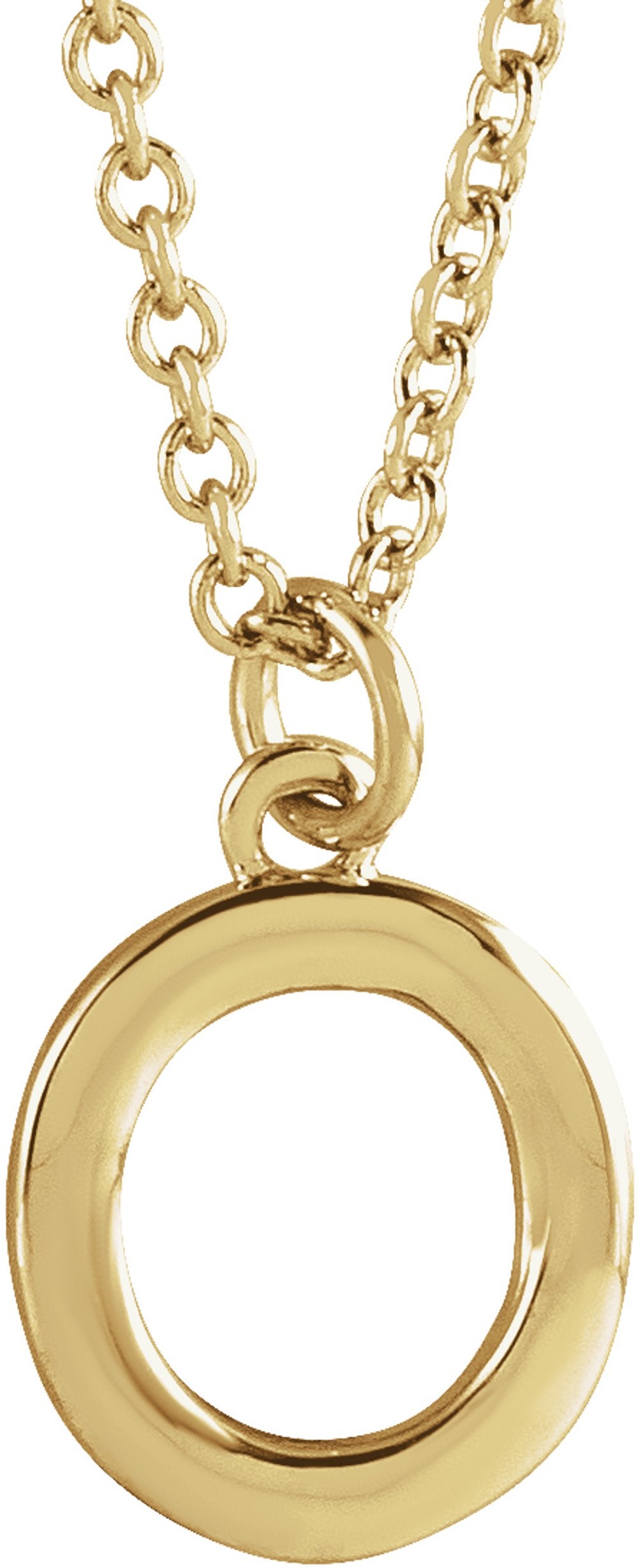 14K Yellow Initial O Dangle 18" Necklace