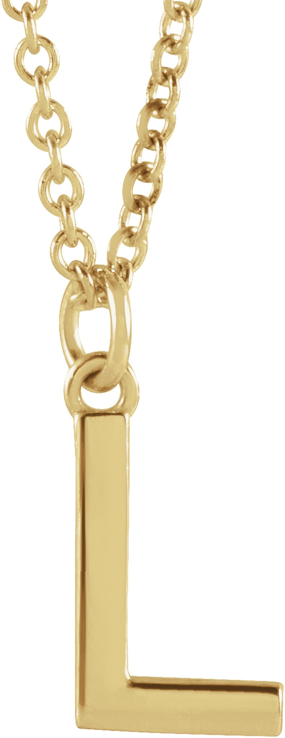 14K Yellow Gold Initial L Dangle 16" Necklace