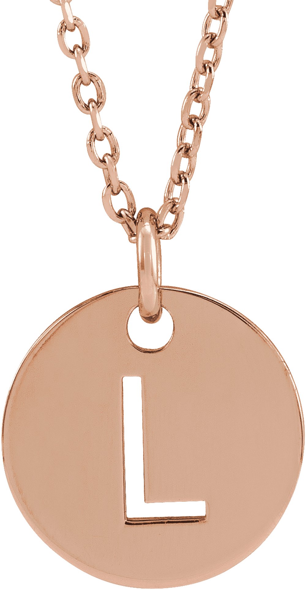14K Rose Initial L 16-18" Necklace