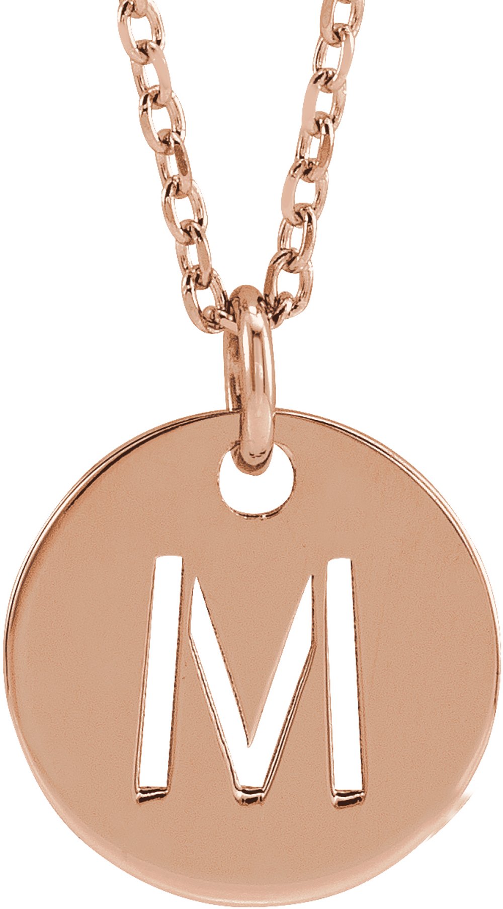 14K Rose Gold Initial M 16-18" Necklace