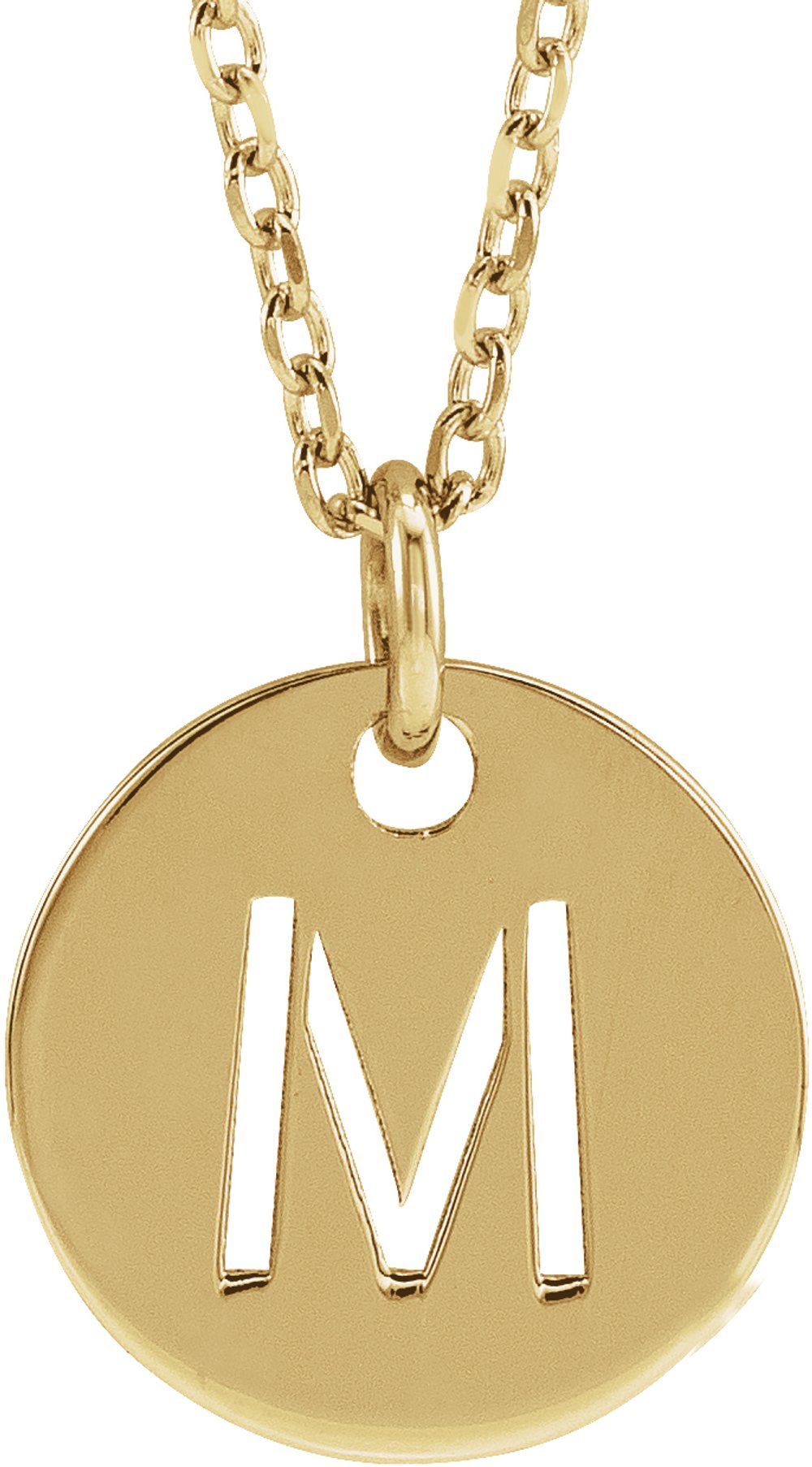 14K Yellow Gold Initial M 16-18" Necklace