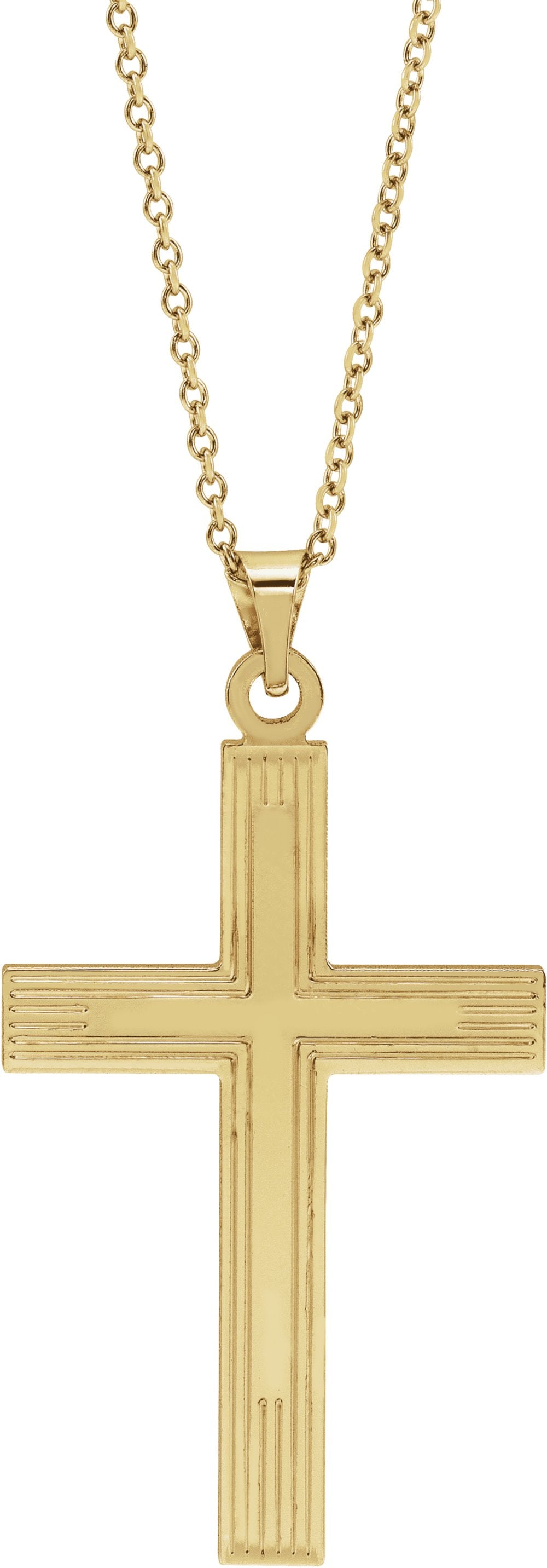14K Yellow Cross 18" Necklace