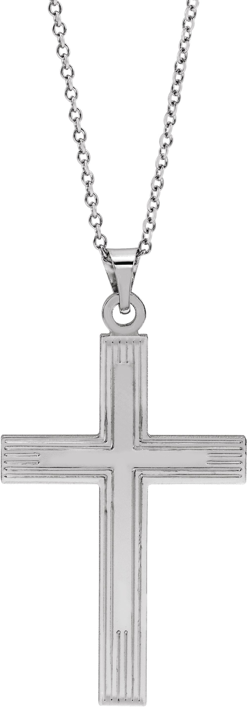 14K White Cross 18" Necklace
