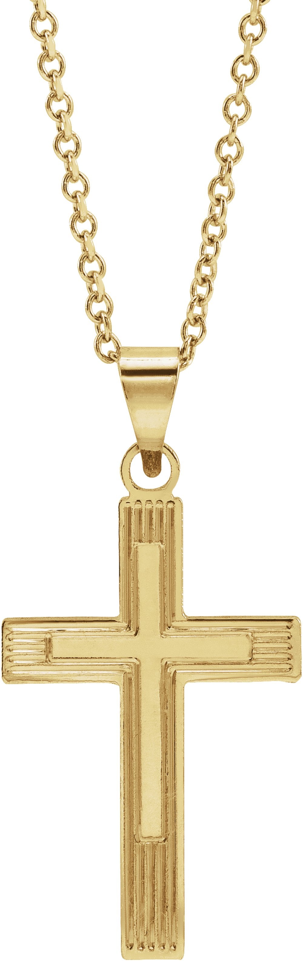 14K Yellow Cross 18" Necklace