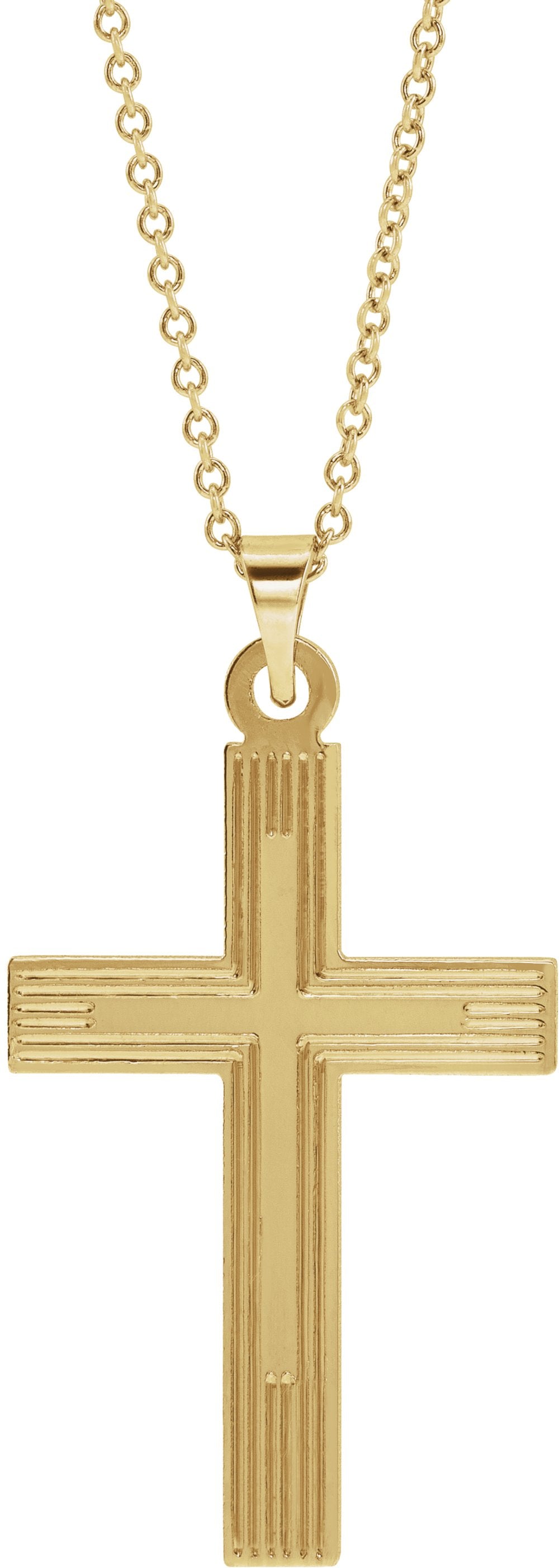 14K Yellow Cross 18" Necklace