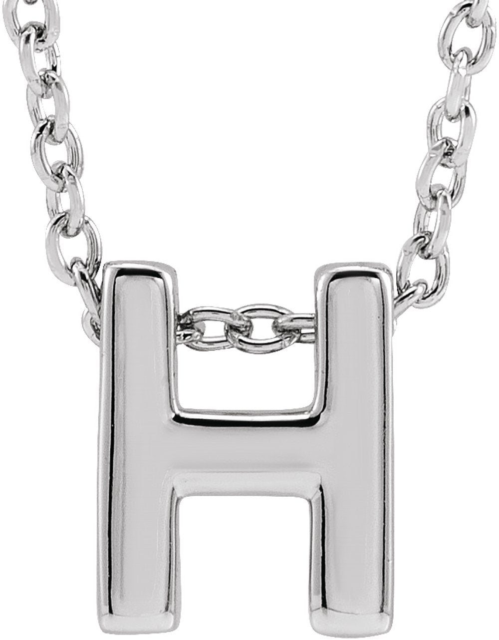 14K White Initial H Slide Pendant 16-18" Necklace