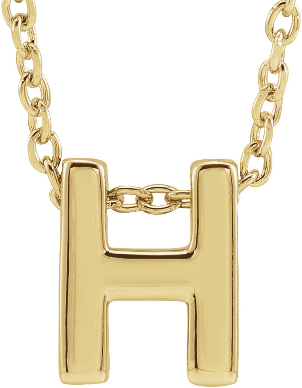 14K Yellow Initial H Slide Pendant 16-18" Necklace