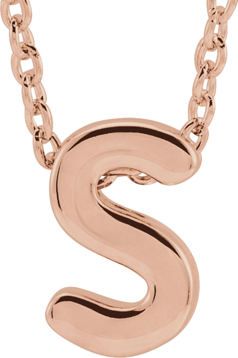 14K Rose Gold Initial S 16-18" Necklace