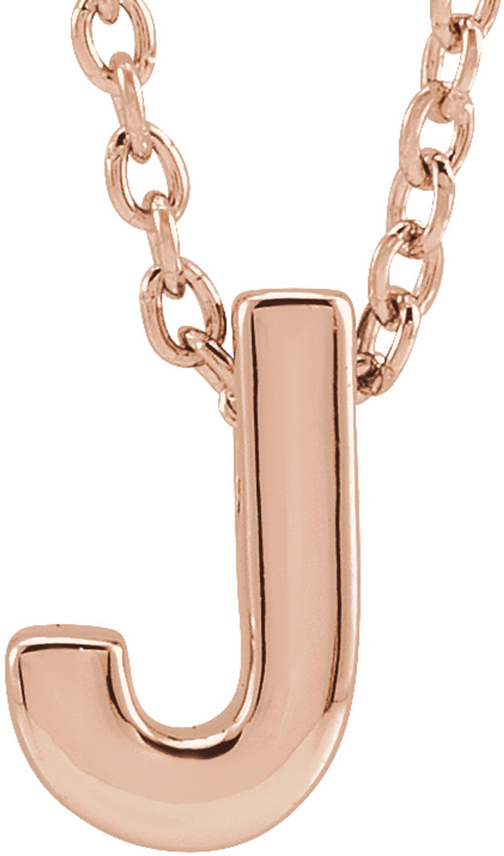 14K Rose Initial J Slide Pendant 16-18" Necklace