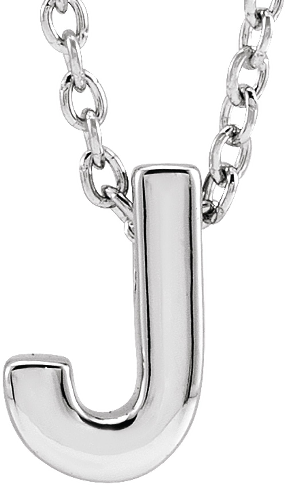 14K White Initial J Slide Pendant 16-18" Necklace
