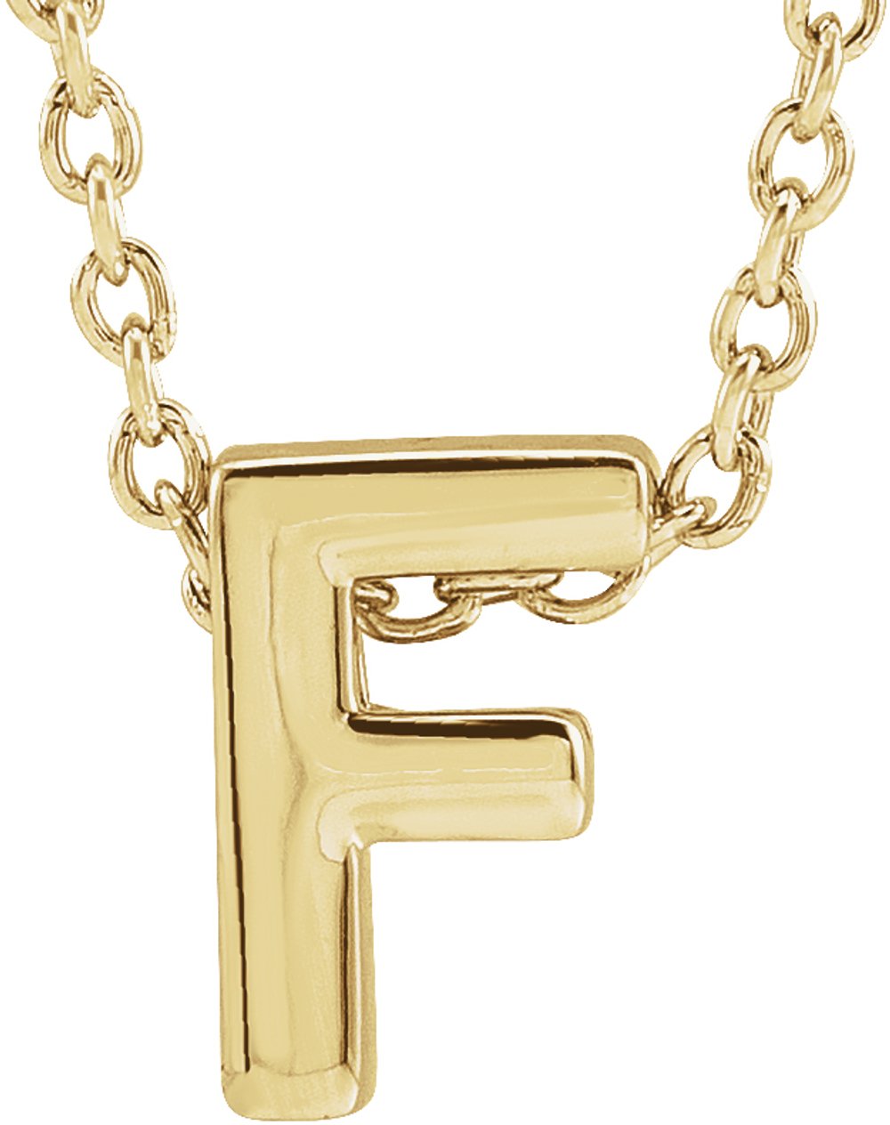 14K Yellow Initial F Slide Pendant 16-18" Necklace