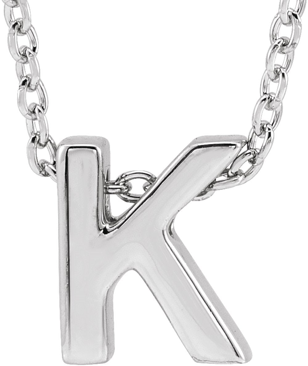 14K White Gold Initial K 16-18" Necklace