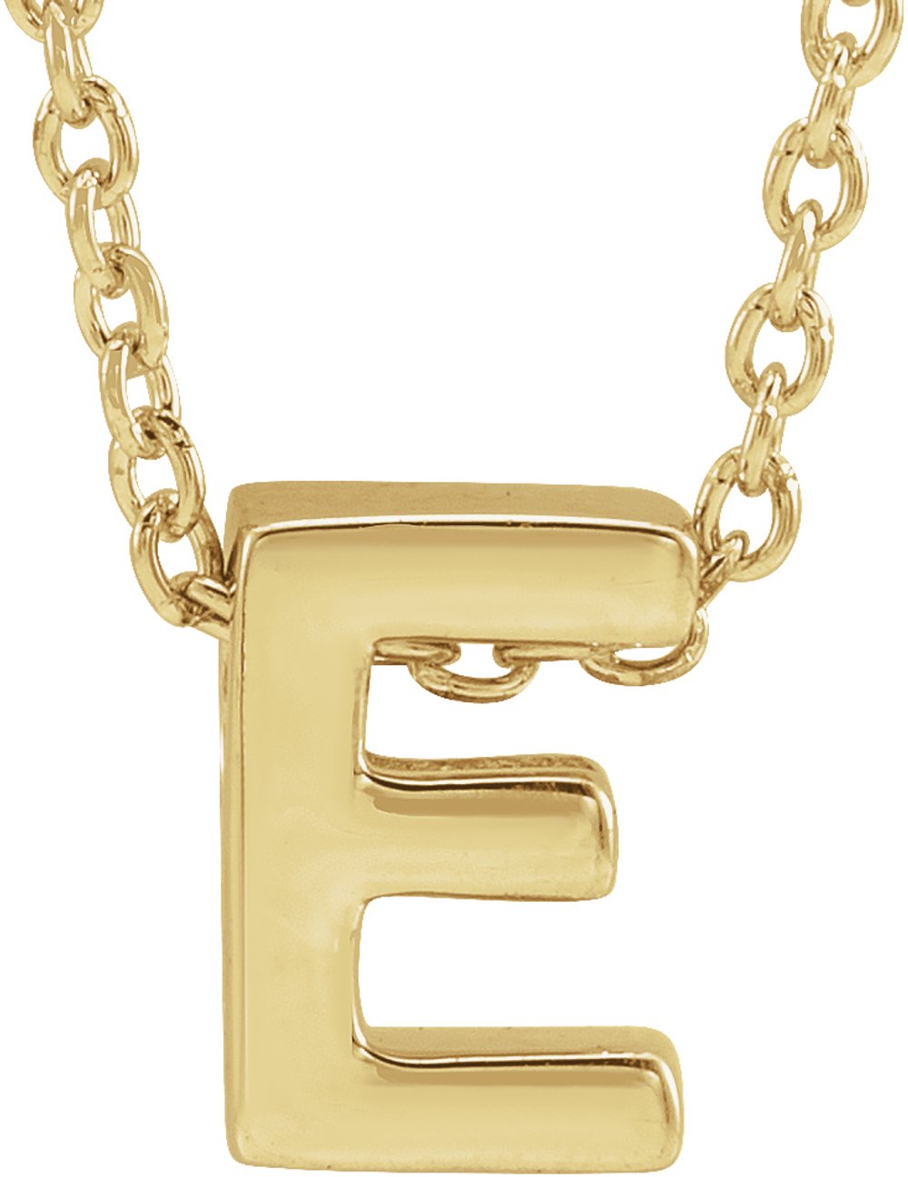 14K Yellow Gold Initial E 16-18" Necklace