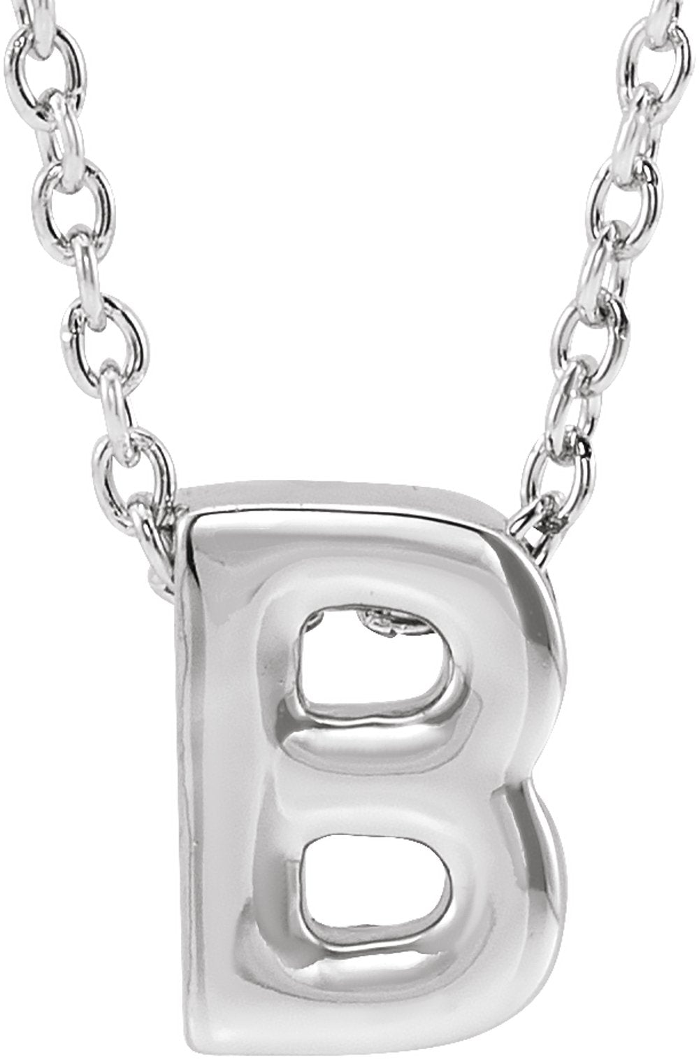 14K White Initial B 16-18" Necklace