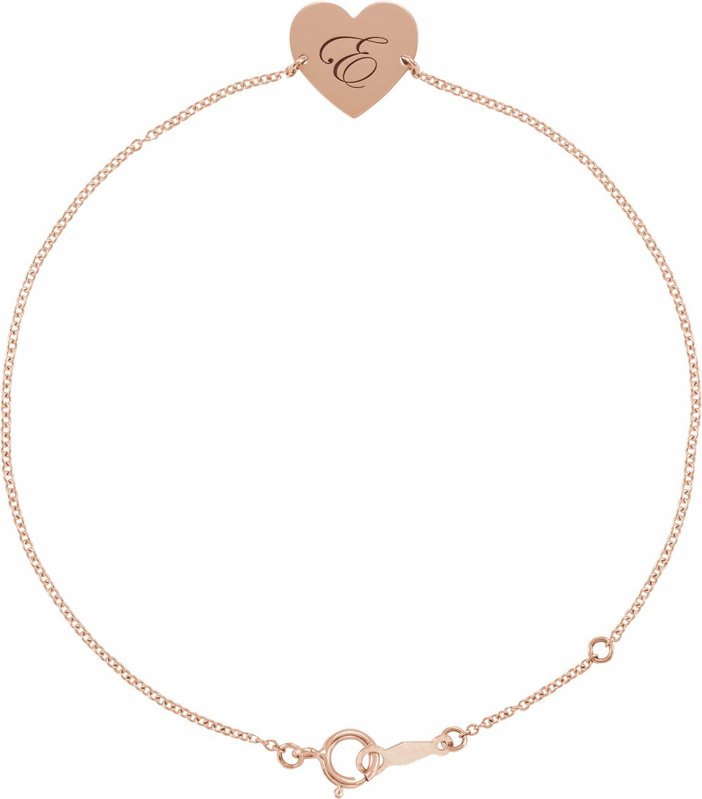 18K Rose Gold-Plated Sterling Silver Engravable Heart 7-8" Bracelet