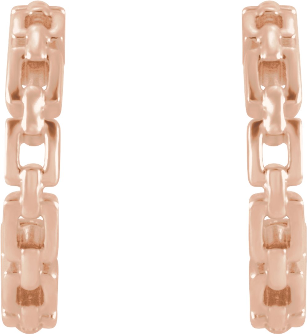 14K Rose Chain Link 10.2 mm Hoop Earrings