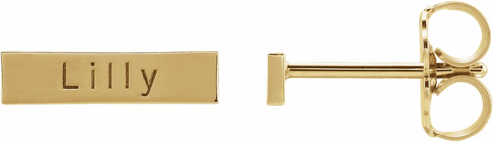 14K Yellow Gold Engravable Bar Earrings