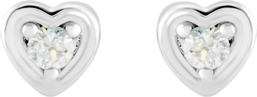 14K White .03 CTW Natural Diamond Youth Heart Earrings