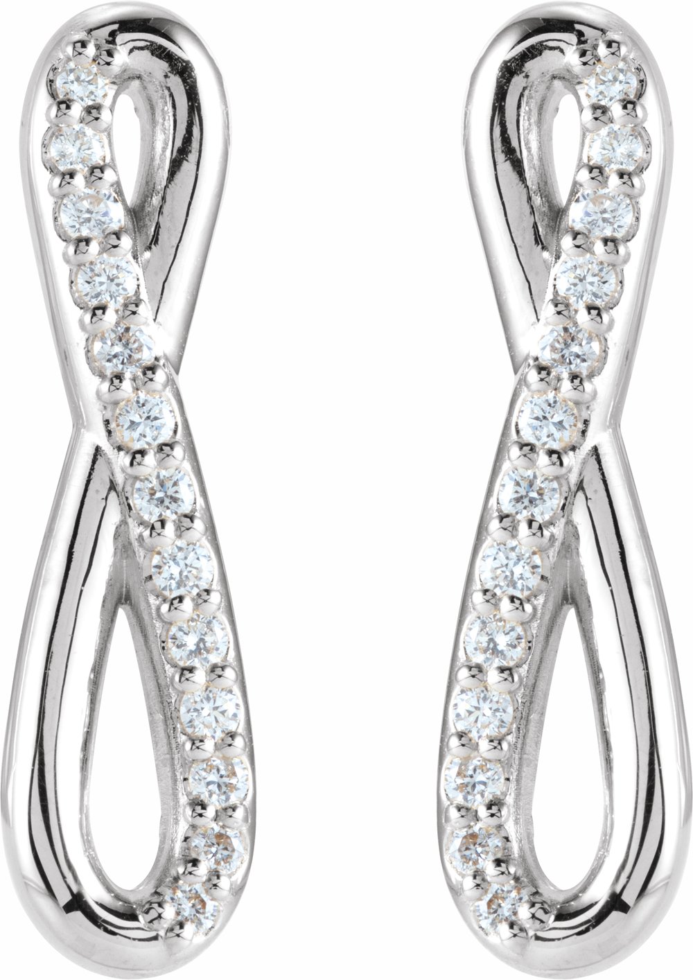 14K White 1/8 CTW Natural Diamond Infinity-Inspired Earrings