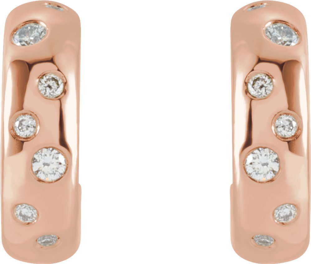 14K Rose 1/10 CTW Natural Diamond Hoop Earrings