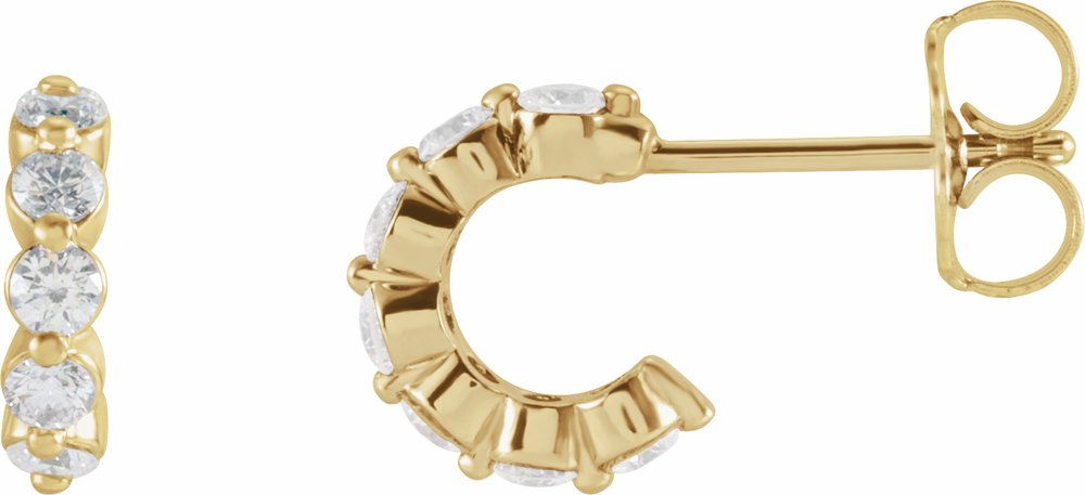 14K Yellow Gold 3/8 CTW Natural Diamond 9.25 mm Hoop Earrings