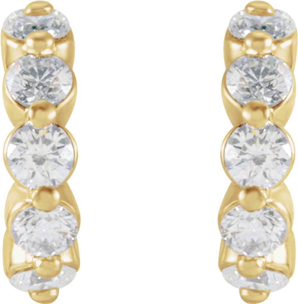 14K Yellow Gold 3/8 CTW Natural Diamond 9.25 mm Hoop Earrings