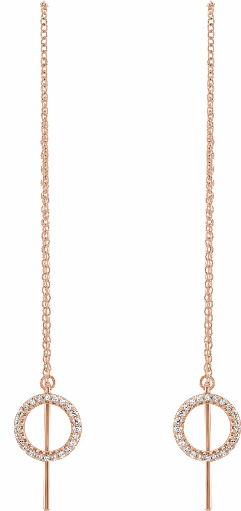 14K Rose Gold 1/6 CTW Natural Diamond Geometric Threader Earrings