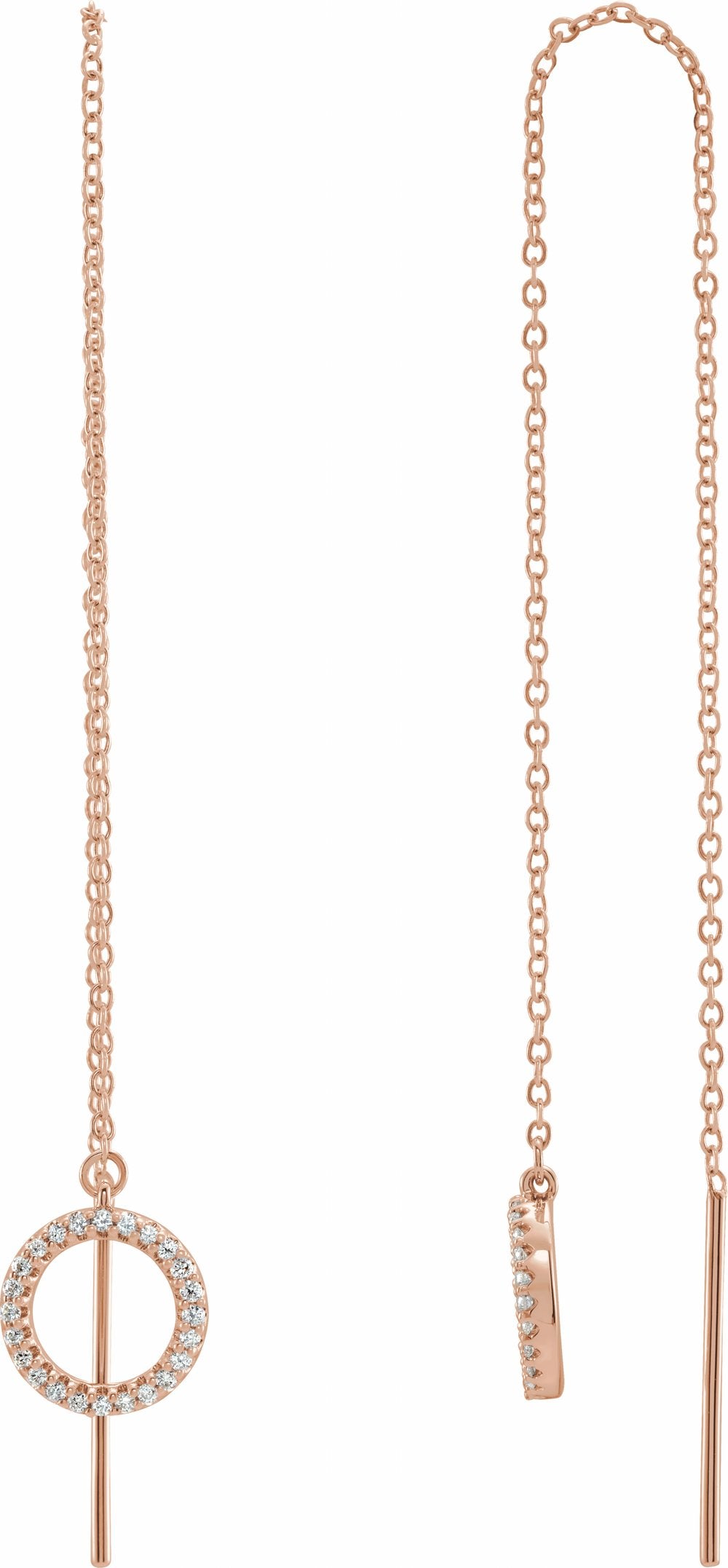 14K Rose Gold 1/6 CTW Natural Diamond Geometric Threader Earrings