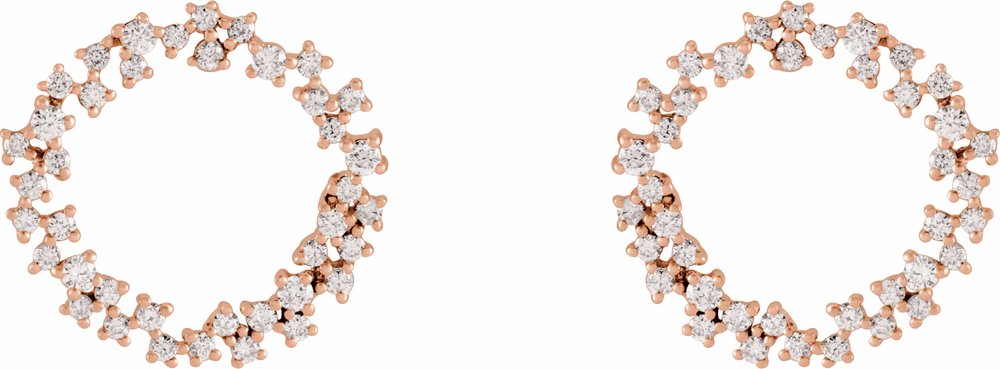 14K Rose 3/4 CTW Natural Diamond Circle Earrings