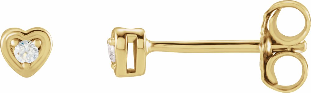 14K Yellow Gold .03 CTW Natural Diamond Youth Heart Earrings