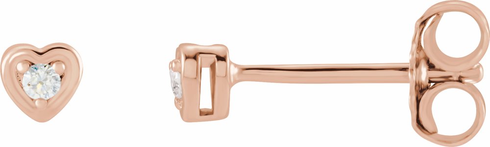 14K Rose Gold .03 CTW Natural Diamond Youth Heart Earrings