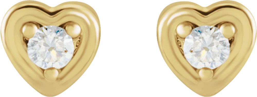 14K Yellow Gold .03 CTW Natural Diamond Youth Heart Earrings
