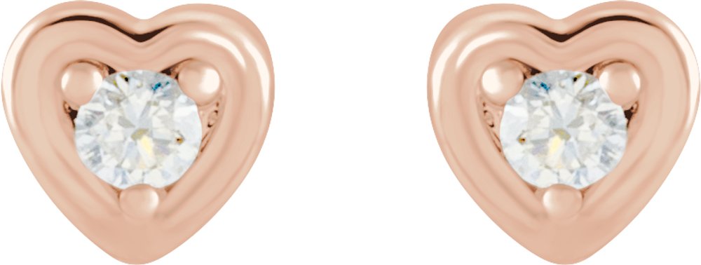 14K Rose Gold .03 CTW Natural Diamond Youth Heart Earrings