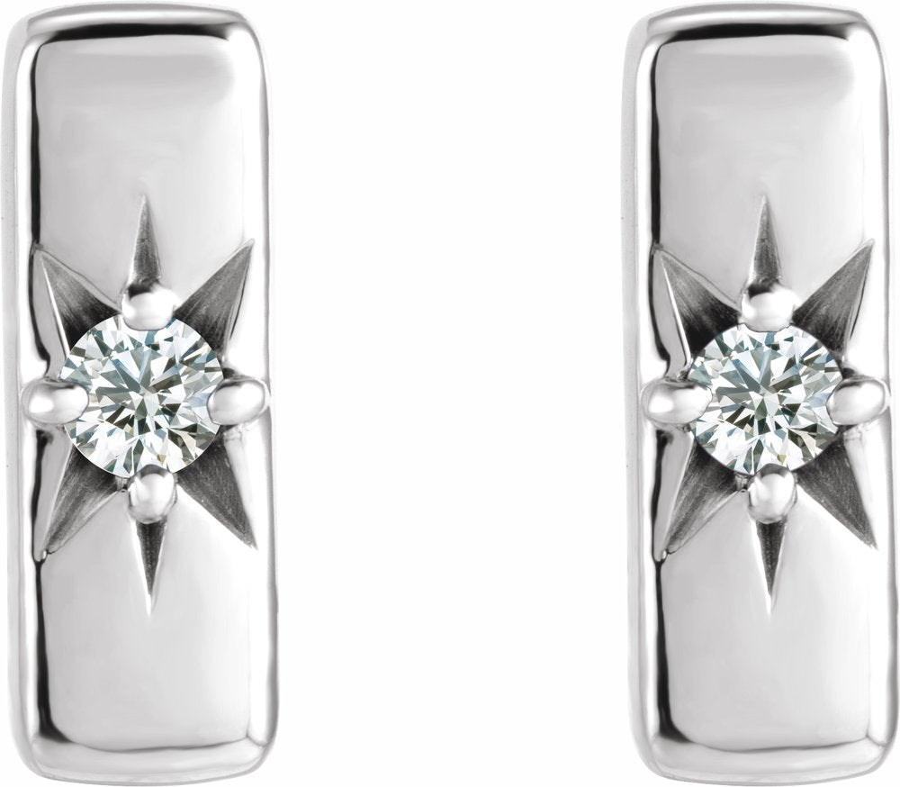 14K White Gold .07 CTW Lab-Grown Diamond Bar Earrings