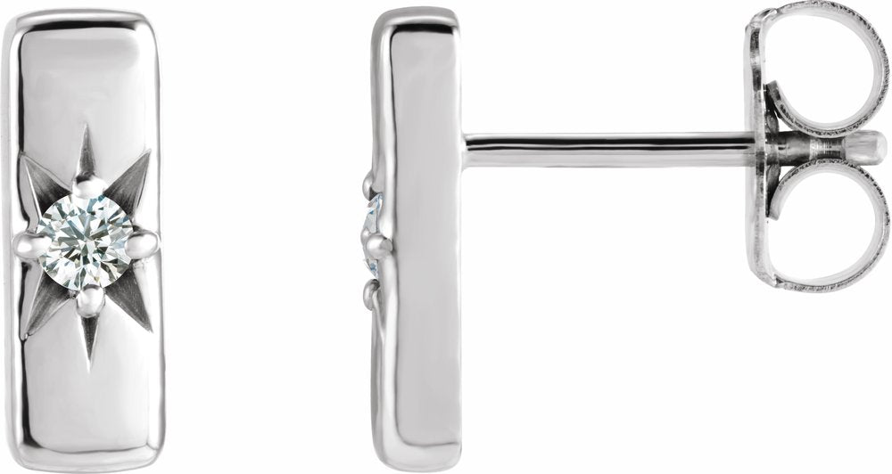 14K White .07 CTW Lab-Grown Diamond Bar Earrings